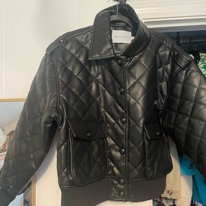 Rebecca Minkoff Black Bomber Jacket with Quilted Details